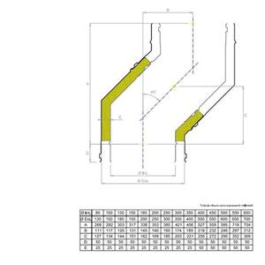 EUROSTAR25 CURVA FUMO 45° DOPPIAPARETE Ø 350 MM. IN ACCIAIO INOX CON INTERCAPIEDINE IN LANA DI ROCCIA