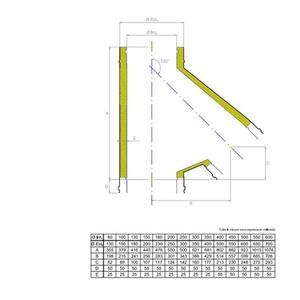 EUROSTAR25 RACCORDO T 135° DOPPIAPARETE Ø 200 MM. IN ACCIAIO INOX CON INTERCAPIEDINE IN LANA DI ROCCIA