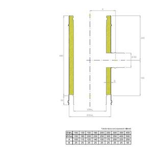 EUROSTAR25 RACCORDO T 90° DOPPIAPARETE Ø 100 MM. RIDOTTO A Ø 80 MM. MONOPARETE IN ACCIAIO INOX CON INTERCAPIEDINE IN LANA DI ROCCIA