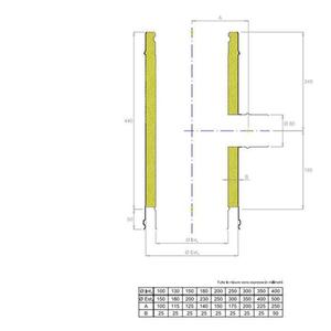 EUROSTAR25 RACCORDO T 90° DOPPIAPARETE Ø 130 MM. RIDOTTO A Ø 80 MM. MONOPARETE IN ACCIAIO INOX CON INTERCAPIEDINE IN LANA DI ROCCIA