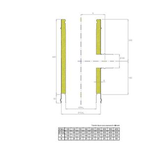EUROSTAR25 RACCORDO T 90° DOPPIAPARETE Ø 150 MM. RIDOTTO A Ø 80 MM. MONOPARETE IN ACCIAIO INOX CON INTERCAPIEDINE IN LANA DI ROCCIA