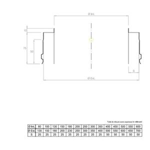 EUROSTAR25 TERMINALE SEMPLICE DOPPIAPARETE Ø 150 MM. IN ACCIAIO INOX