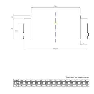 EUROSTAR25 TERMINALE SEMPLICE DOPPIAPARETE Ø 180 MM. IN ACCIAIO INOX