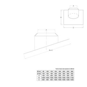GZERO PASSEPARTOUT FALDALE INCLINATO DOPPIAPARETE Ø 130 MM. IN ACCIAIO INOX CON BASE PIOMBO