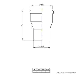 NERINO AUMENTO DI SEZIONE DA Ø 80 MM. MASCHIO A Ø 100 MM. FEMMINA IN ACCIAIO CARBONIO VERNICIATO NERO 12/10 (PER PELLET)