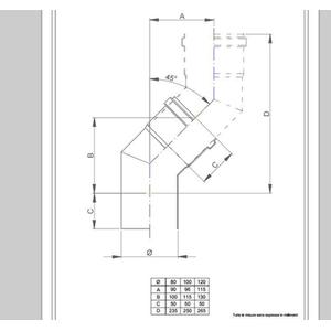 NERINO CURVA FUMO 45° Ø 100 MM. IN ACCIAIO CARBONIO VERNICIATO NERO 12/10 (PER PELLET)