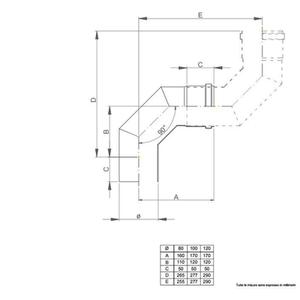 NERINO CURVA FUMO 45° Ø 80 MM. IN ACCIAIO CARBONIO VERNICIATO NERO 12/10 (PER PELLET)