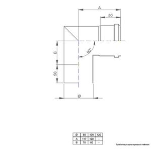 NERINO CURVA FUMO 90° A DUE SETTORI Ø 100 MM. IN ACCIAIO CARBONIO VERNICIATO NERO 12/10 (PER PELLET)