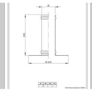 NERINO RACCORDO COPRIFORO TELESCOPICO Ø 80 MM. IN ACCIAIO CARBONIO VERNICIATO NERO 12/10 (PER PELLET)