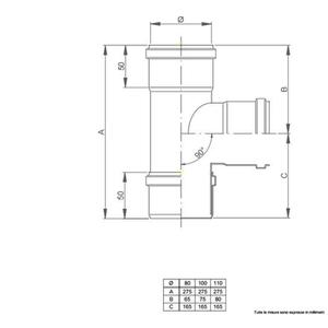 NERINO RACCORDO T 90° FEMMINA/FEMMINA/MASCHIO CON TAPPO Ø 80 MM. IN ACCIAIO CARBONIO VERNICIATO NERO 12/10 (PER PELLET)