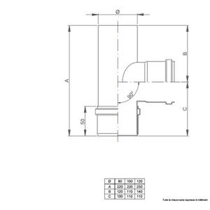 NERINO RACCORDO T 90° MASCHIO/FEMMINA/MASCHIO CON TAPPO Ø 120 MM. IN ACCIAIO CARBONIO VERNICIATO NERO 12/10 (PER PELLET)