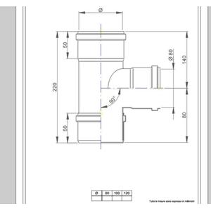 NERINO RACCORDO T 90° MONOPARETE Ø 100 MM.RIDOTTO A Ø 80 MM. IN ACCIAIO CARBONIO VERNICIATO NERO 12/10 (PER PELLET)