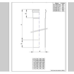 NERINO TUBO FUMO H.1000 - Ø 120 MM. IN ACCIAIO CARBONIO VERNICIATO NERO 12/10 (PER PELLET)