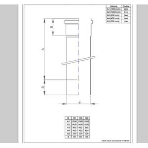 NERINO TUBO FUMO H.1500 - Ø 80 MM. IN ACCIAIO CARBONIO VERNICIATO NERO 12/10 (PER PELLET)