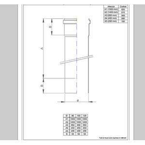 NERINO TUBO FUMO H.2000 - Ø 80 MM. IN ACCIAIO CARBONIO VERNICIATO NERO 12/10 (PER PELLET)