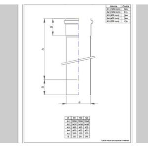 NERINO TUBO FUMO H.500 - Ø 100 MM. IN ACCIAIO CARBONIO VERNICIATO NERO 12/10 (PER PELLET)