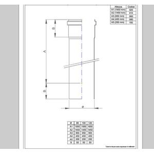 NERINO TUBO FUMO H.500 - Ø 80 MM. IN ACCIAIO CARBONIO VERNICIATO NERO 12/10 (PER PELLET)