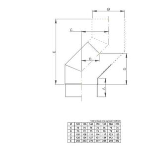 NERONE CURVA FUMO 45° Ø 120 MM. IN ACCIAIO CARBONIO VERNICIATO NERO PER ALTA TEMPERATURA (LEGNO, CARBONE, TORBA)