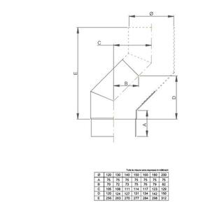 NERONE CURVA FUMO 45° Ø 150 MM. IN ACCIAIO CARBONIO VERNICIATO NERO PER ALTA TEMPERATURA (LEGNO, CARBONE, TORBA)