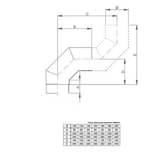 NERONE CURVA FUMO 90° Ø 150 MM. IN ACCIAIO CARBONIO VERNICIATO NERO PER ALTA TEMPERATURA (LEGNO, CARBONE, TORBA)