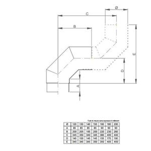 NERONE CURVA FUMO 90° Ø 160 MM. IN ACCIAIO CARBONIO VERNICIATO NERO PER ALTA TEMPERATURA (LEGNO, CARBONE, TORBA)