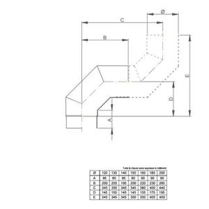 NERONE CURVA FUMO 90° Ø 180 MM. IN ACCIAIO CARBONIO VERNICIATO NERO PER ALTA TEMPERATURA (LEGNO, CARBONE, TORBA)