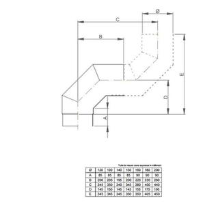 NERONE CURVA FUMO 90° Ø 200 MM. IN ACCIAIO CARBONIO VERNICIATO NERO PER ALTA TEMPERATURA (LEGNO, CARBONE, TORBA)