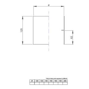 NERONE DOPPIO BICCHIERE FEMMINA/FEMMINA Ø 130 MM. IN ACCIAIO CARBONIO VERNICIATO NERO PER ALTA TEMPERATURA (LEGNO, CARBONE, TORBA)