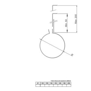 NERONE STAFFA A MURO Ø 120 MM. IN ACCIAIO CARBONIO VERNICIATO NERO