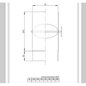 NERONE TUBO FUMO CON VALVOLA H.300 - Ø 130 MM. IN ACCIAIO CARBONIO VERNICIATO NERO PER ALTA TEMPERATURA (LEGNO, CARBONE, TORBA)