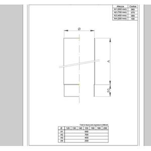 NERONE TUBO FUMO H.1000 - Ø 130 MM. IN ACCIAIO CARBONIO VERNICIATO NERO PER ALTA TEMPERATURA (LEGNO, CARBONE, TORBA)
