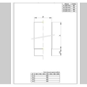 NERONE TUBO FUMO H.1000 - Ø 180 MM. IN ACCIAIO CARBONIO VERNICIATO NERO PER ALTA TEMPERATURA (LEGNO, CARBONE, TORBA)
