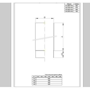 NERONE TUBO FUMO H.250 - Ø 130 MM. IN ACCIAIO CARBONIO VERNICIATO NERO PER ALTA TEMPERATURA (LEGNO, CARBONE, TORBA)