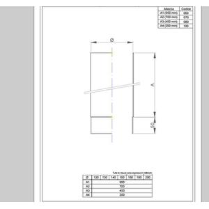 NERONE TUBO FUMO H.250 - Ø 180 MM. IN ACCIAIO CARBONIO VERNICIATO NERO PER ALTA TEMPERATURA (LEGNO, CARBONE, TORBA)