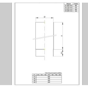 NERONE TUBO FUMO H.250 - Ø 200 MM. IN ACCIAIO CARBONIO VERNICIATO NERO PER ALTA TEMPERATURA (LEGNO, CARBONE, TORBA)