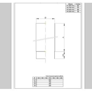 NERONE TUBO FUMO H.500 - Ø 180 MM. IN ACCIAIO CARBONIO VERNICIATO NERO PER ALTA TEMPERATURA (LEGNO, CARBONE, TORBA)