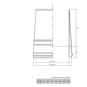 PLASTIKAIR OUT CAPPELLO A TRONCO DI CONO DOPPIAPARETE Ø 80 MM. IN ACCIAIO INOX