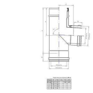 PLASTIKAIR OUT RACCORDO T 90° DOPPIAPARETE - INTERNO IN PPS Ø 100 MM. / ESTERNO INOX Ø 120 MM. PER CALDAIE A CONDENSAZIONE