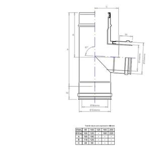 PLASTIKAIR OUT RACCORDO T 90° DOPPIAPARETE - INTERNO IN PPS Ø 80 MM. / ESTERNO INOX Ø 100 MM. PER CALDAIE A CONDENSAZIONE