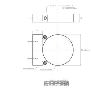 PLASTIKAIR OUT STAFFA A MURO Ø 100 MM. DOPPIAPARETE REGOLABILE DA 50 MM. A 80 MM. IN ACCIAIO INOX