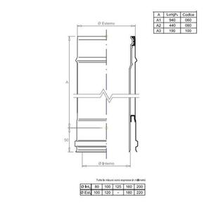 PLASTIKAIR OUT TUBO FUMO DOPPIAPARETE H.1000 - INTERNO IN PPS Ø 100 MM. / ESTERNO INOX Ø 120 MM. PER CALDAIE A CONDENSAZIONE