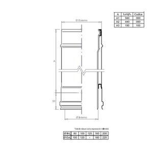 PLASTIKAIR OUT TUBO FUMO DOPPIAPARETE H.250 - INTERNO IN PPS Ø 100 MM. / ESTERNO INOX Ø 120 MM. PER CALDAIE A CONDENSAZIONE