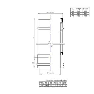 PLASTIKAIR OUT TUBO FUMO DOPPIAPARETE H.250 - INTERNO IN PPS Ø 80 MM. / ESTERNO INOX Ø 100 MM. PER CALDAIE A CONDENSAZIONE