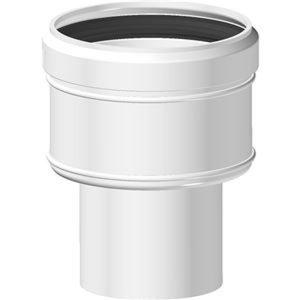 PLASTIKO AUMENTO DI SEZIONE MONOPARETE DA Ø 110 MM. MASCHIO A Ø 125 MM. FEMMINA IN PPS BIANCO PER CALDAIE A CONDENSAZIONE