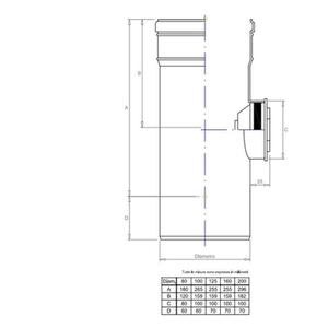 PLASTIKO MODULO DI ISPEZIONE MONOPARETE CON TAPPO Ø 80 MM. IN PPS BIANCO PER CALDAIE A CONDENSAZIONE