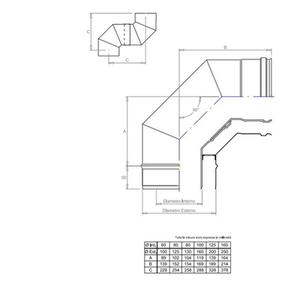 PLASTIKOAX CURVA FUMO 90° DOPPIAPARETE - INTERNO IN PPS Ø 100 MM. / ESTERNO INOX Ø 160 MM. PER CALDAIE A CONDENSAZIONE
