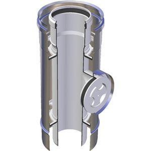 PLASTIKOAX MODULO DI ISPEZIONE DOPPIAPARETE - INTERNO IN PPS Ø 100 MM. / ESTERNO INOX Ø 160 MM. PER CALDAIE A CONDENSAZIONE