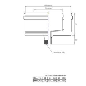 PLASTIKOAX TAPPO DI SCARICO DOPPIAPARETE - INTERNO IN PPS Ø 80 MM. / ESTERNO INOX Ø 130 MM. PER CALDAIE A CONDENSAZIONE