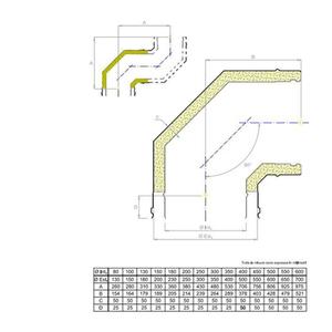 STARFIRE CURVA FUMO 90° DOPPIAPARETE Ø 180 MM. IN ACCIAIO INOX 304 CON INTERCAPIEDINE IN LANA DI ROCCIA