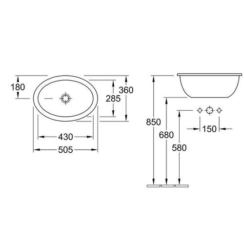 LOOP 6155 LAVABO INCASSO 50X35,5 C/T BIANCO ALPINO Foto 2